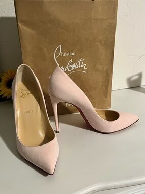Christian Louboutin Blush Pink Suede Pointed-Toe Stiletto Pumps
